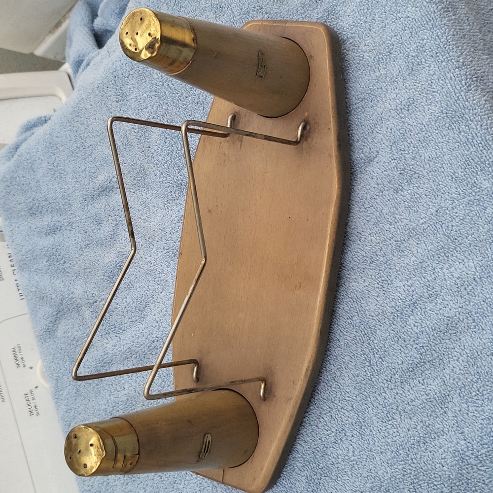 Vintage Mid Century Modern Salt and Pepper Napkin holder